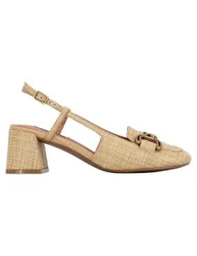 Decollete slingback donna in tessuto naturale con fibbia Renée