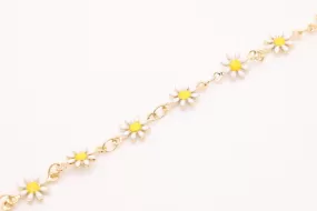 Deisi Flower Enamel Chain, 14K Gold Overlay Plated, Wholesale Jewelry Chain