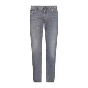 DOLCE & GABANNA 'Milano' Metal Plaque Skinny Light Grey Jeans