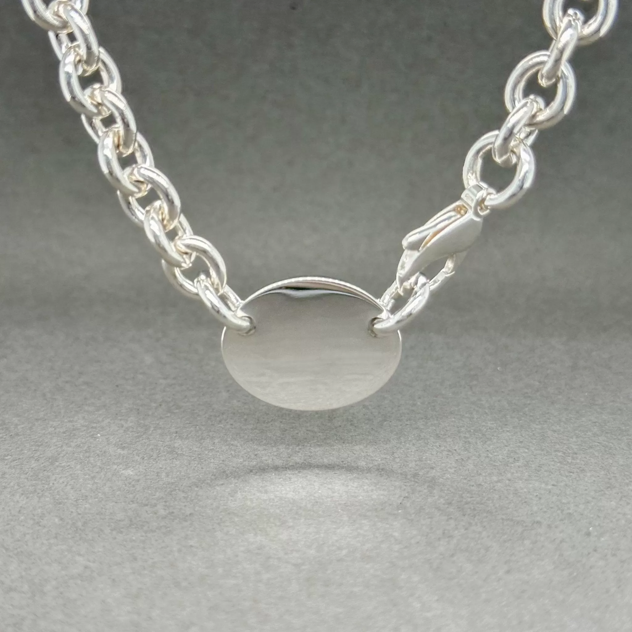 Estate Tiffany & Co. SS Oval Tag Necklace