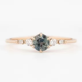 Estel Fleur Ring 4.8mm 0.50ct Parti Gray Green Queensland Sapphire 14K Rose Gold