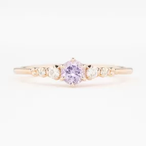 Estel Fleur Ring 4mm 0.30ct Purplish Pink Madagascar Sapphire, 14K Rose Gold