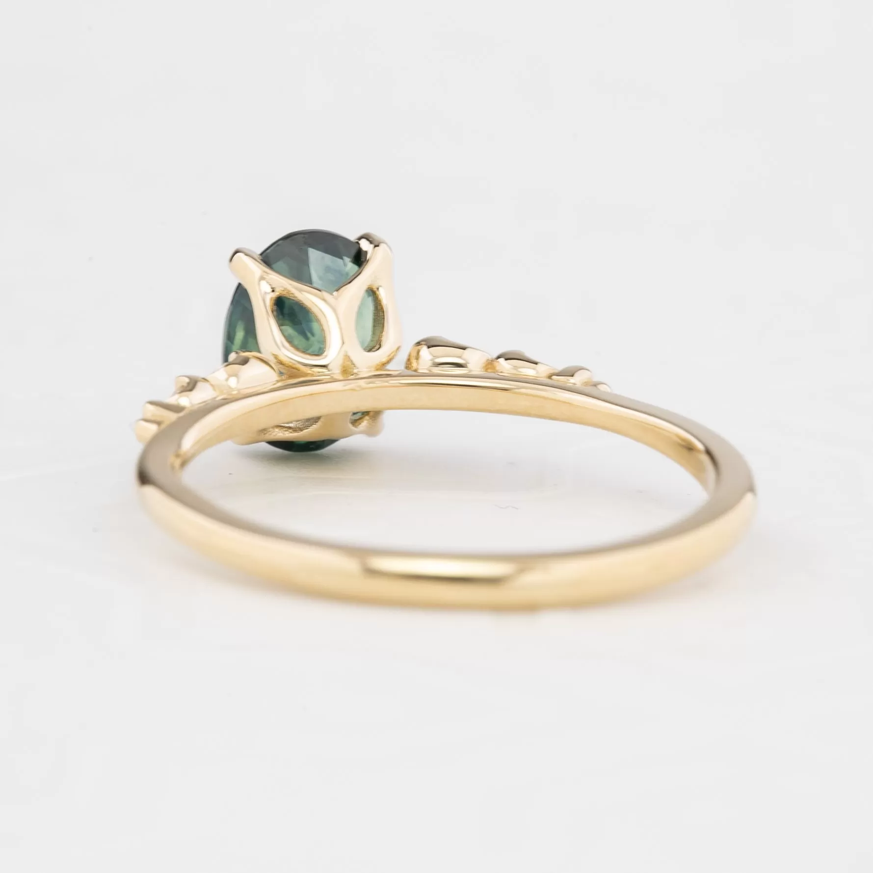 Estel Luxe Ring 1.71ct Blue Green Montana Sapphire, 14k Yellow Gold (One of a kind)