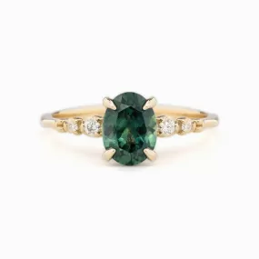 Estel Luxe Ring 1.71ct Blue Green Montana Sapphire, 14k Yellow Gold (One of a kind)