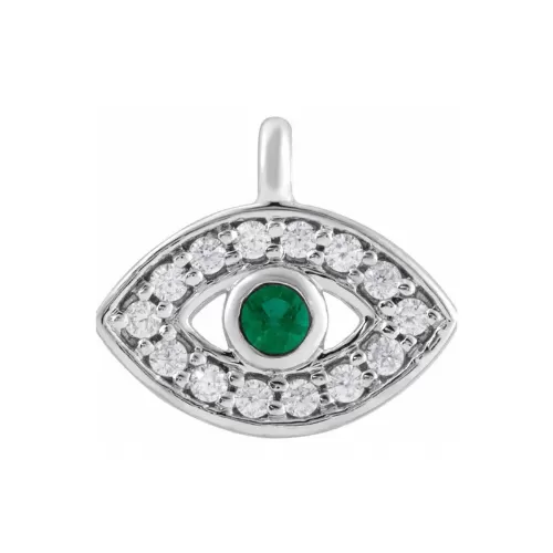 Evil Eye Charm | Emerald | 14k White Gold