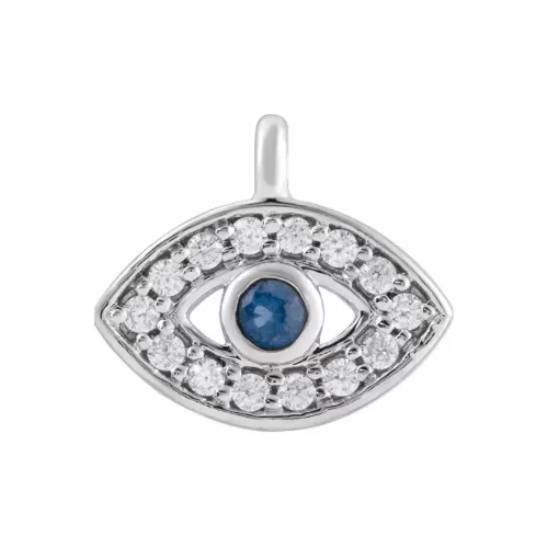 Evil Eye Charm | Emerald | 14k White Gold