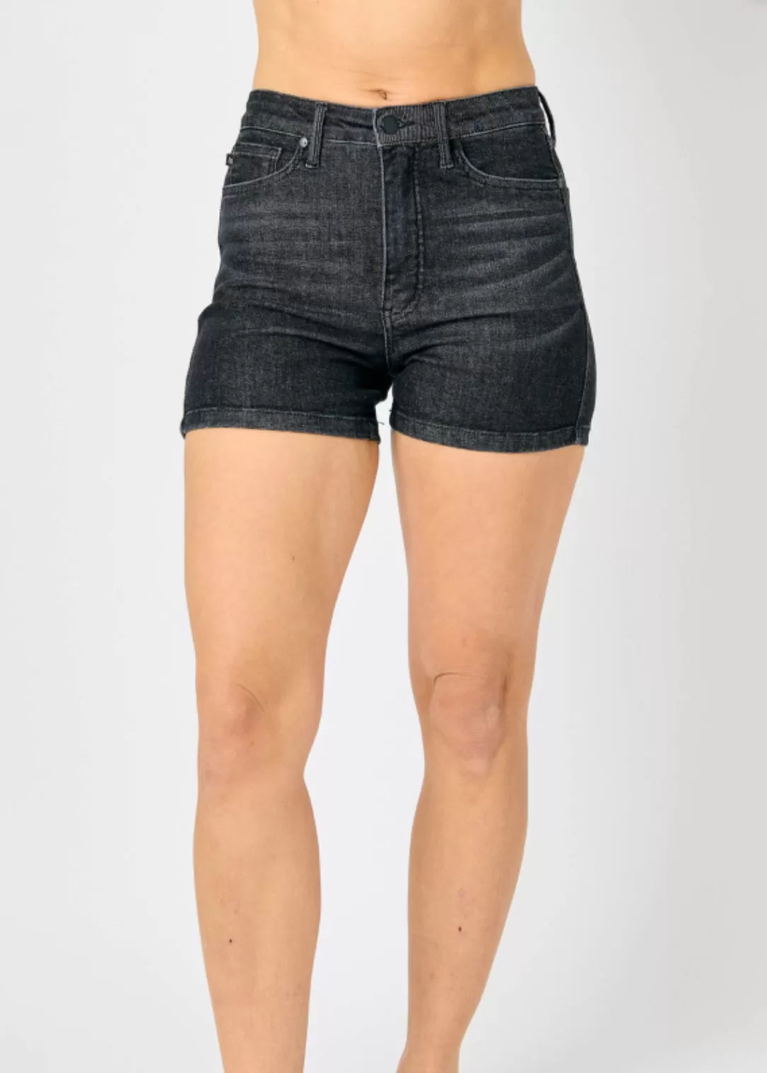 FINAL SALE - Judy Blue High Waist Tummy Control Black Shorts