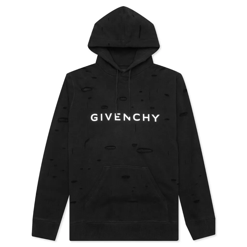 Fleece Hoodie Destroyed Effect - Faded Black