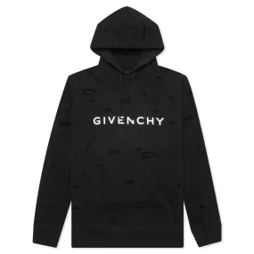 Fleece Hoodie Destroyed Effect - Faded Black