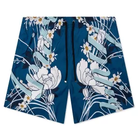 Floral Amiri Swim Trunk - Blue