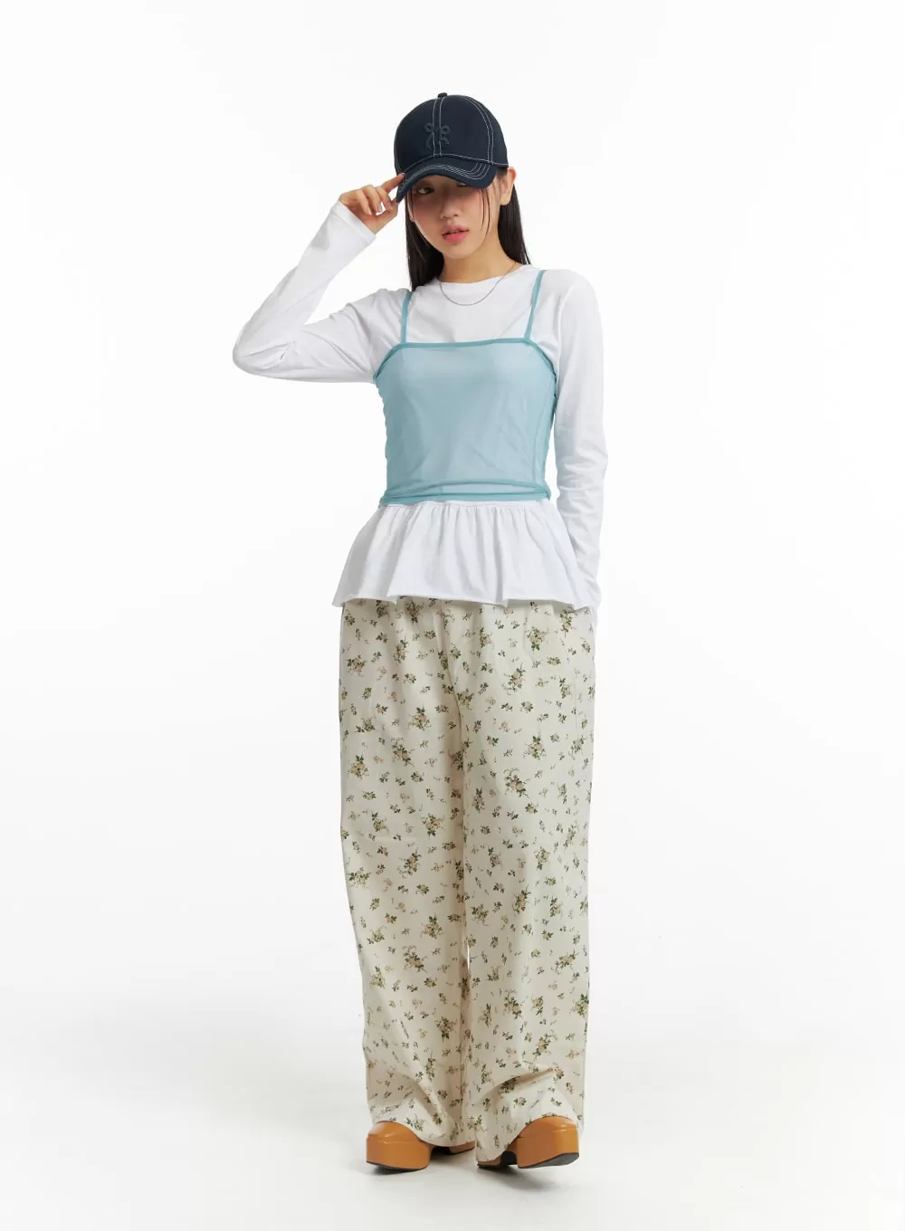 Floral Wide Leg Pants IM404