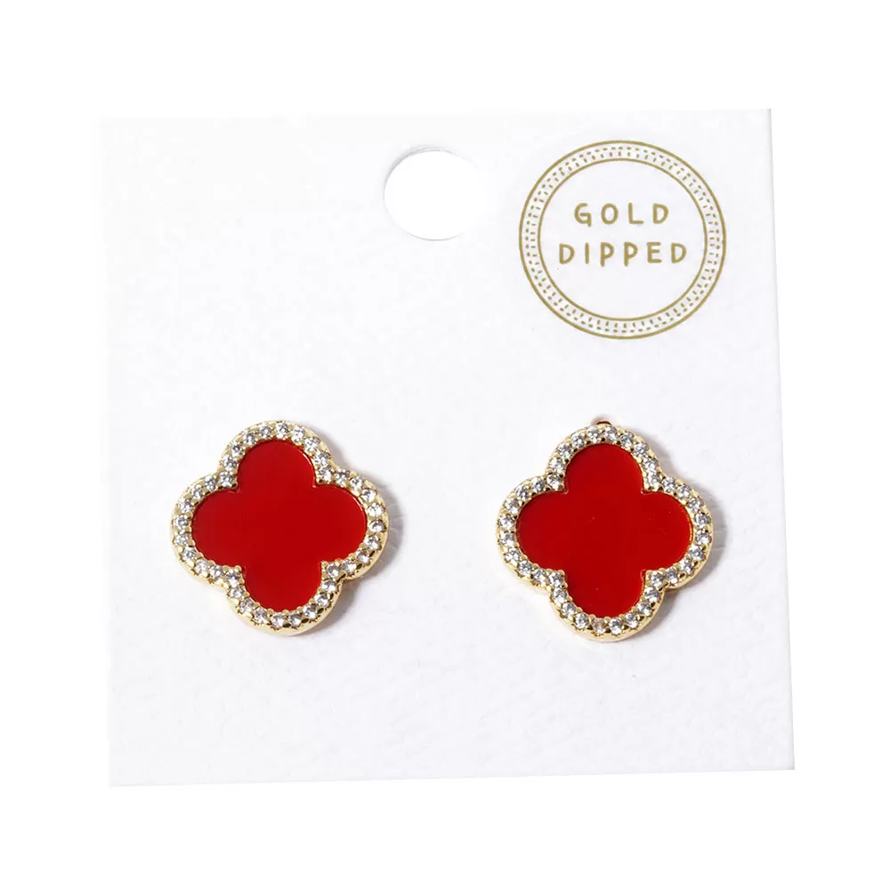 Gold Dipped Quatrefoil Stud Earrings