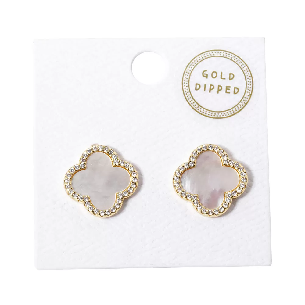 Gold Dipped Quatrefoil Stud Earrings