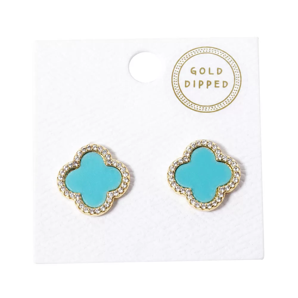 Gold Dipped Quatrefoil Stud Earrings