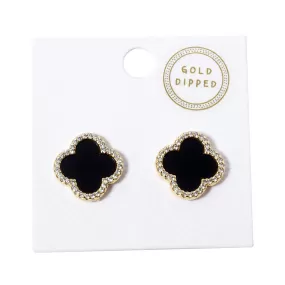 Gold Dipped Quatrefoil Stud Earrings