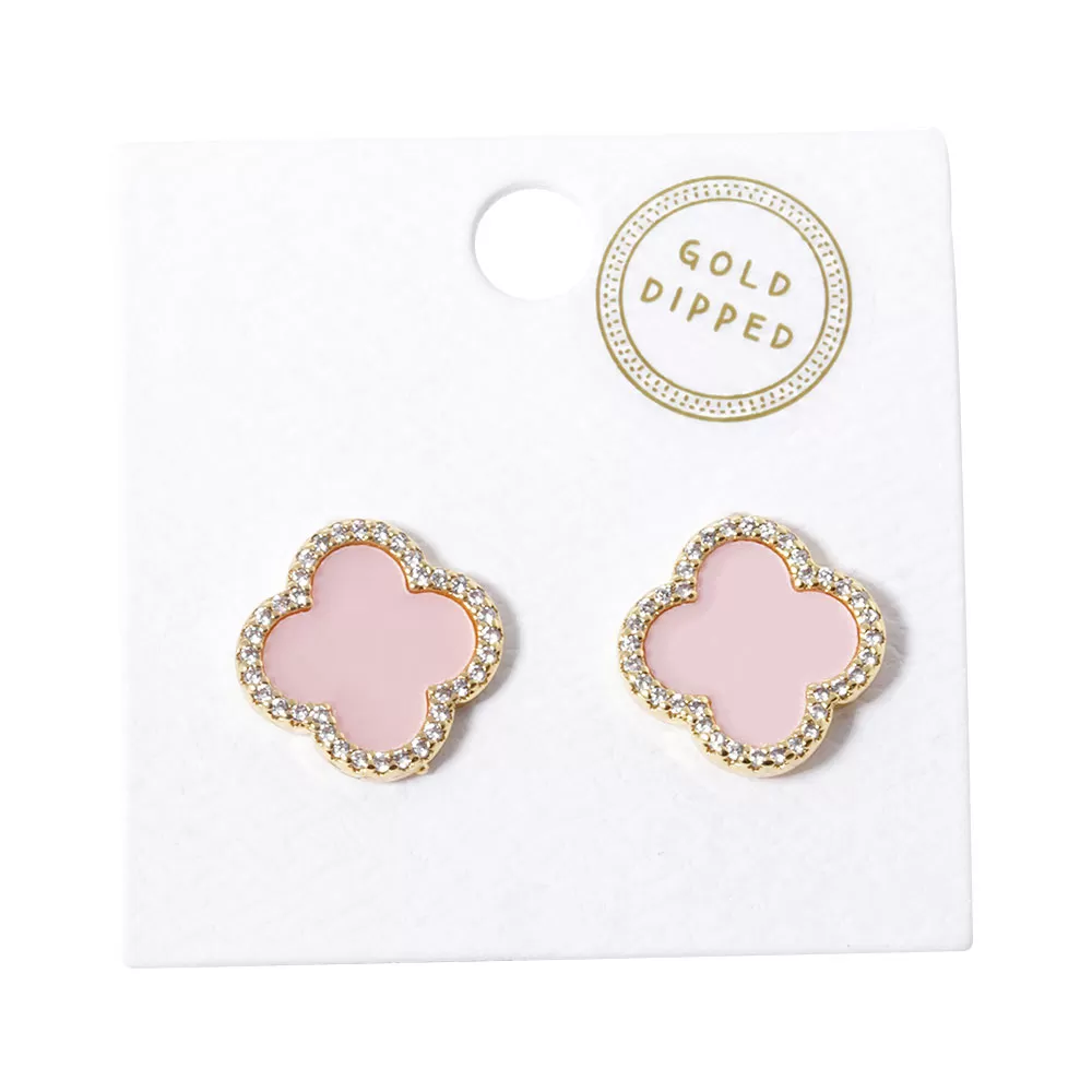 Gold Dipped Quatrefoil Stud Earrings