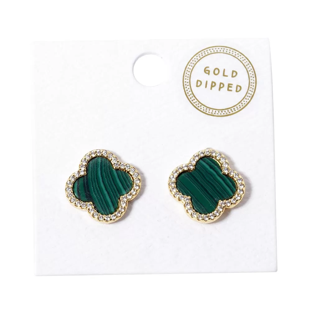 Gold Dipped Quatrefoil Stud Earrings