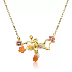 Gold Frog Swimming in Flower Pond Necklace by Eric et Lydie