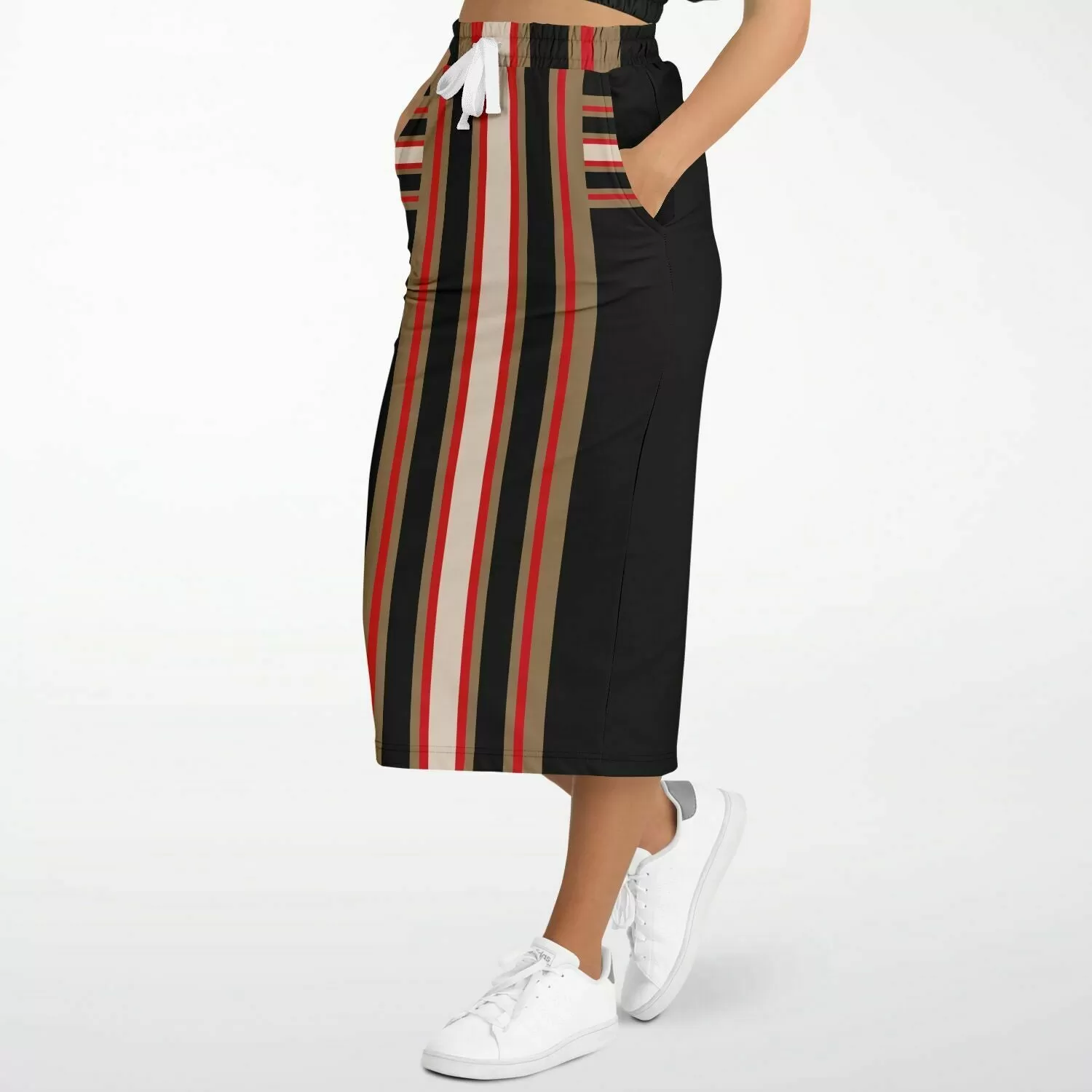 Gold Line Black Eco-Poly Long Pocket Skirt