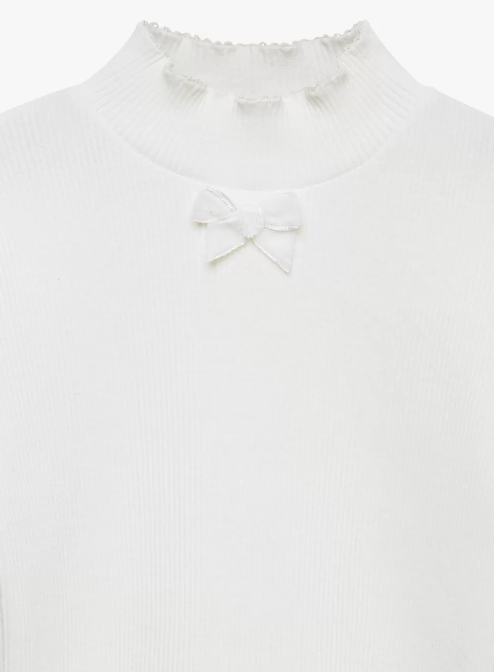 Grace Bow Jersey Top in White