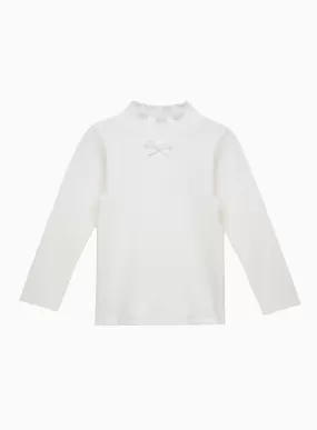 Grace Bow Jersey Top in White