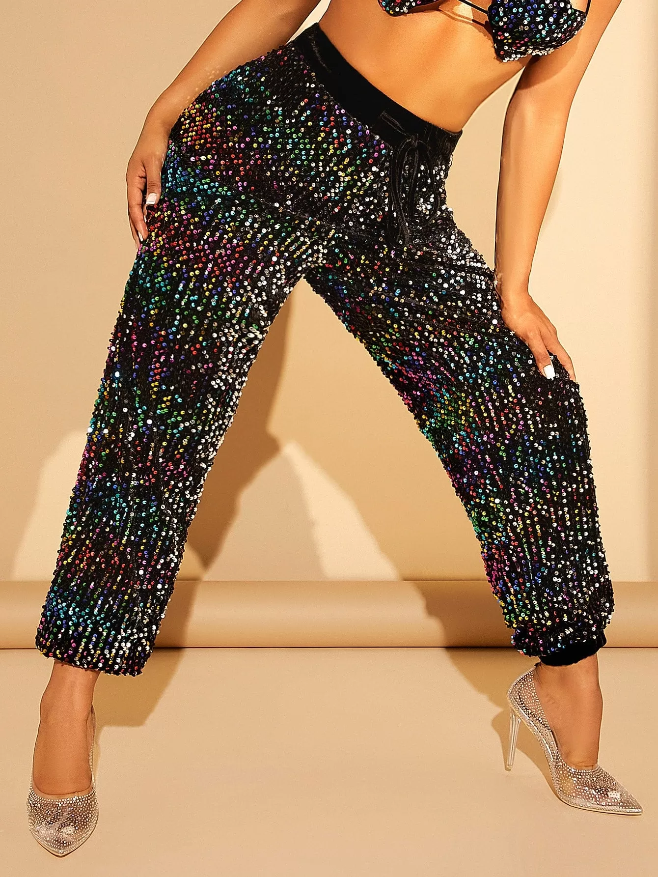 High Waist Sequin Sweatpants