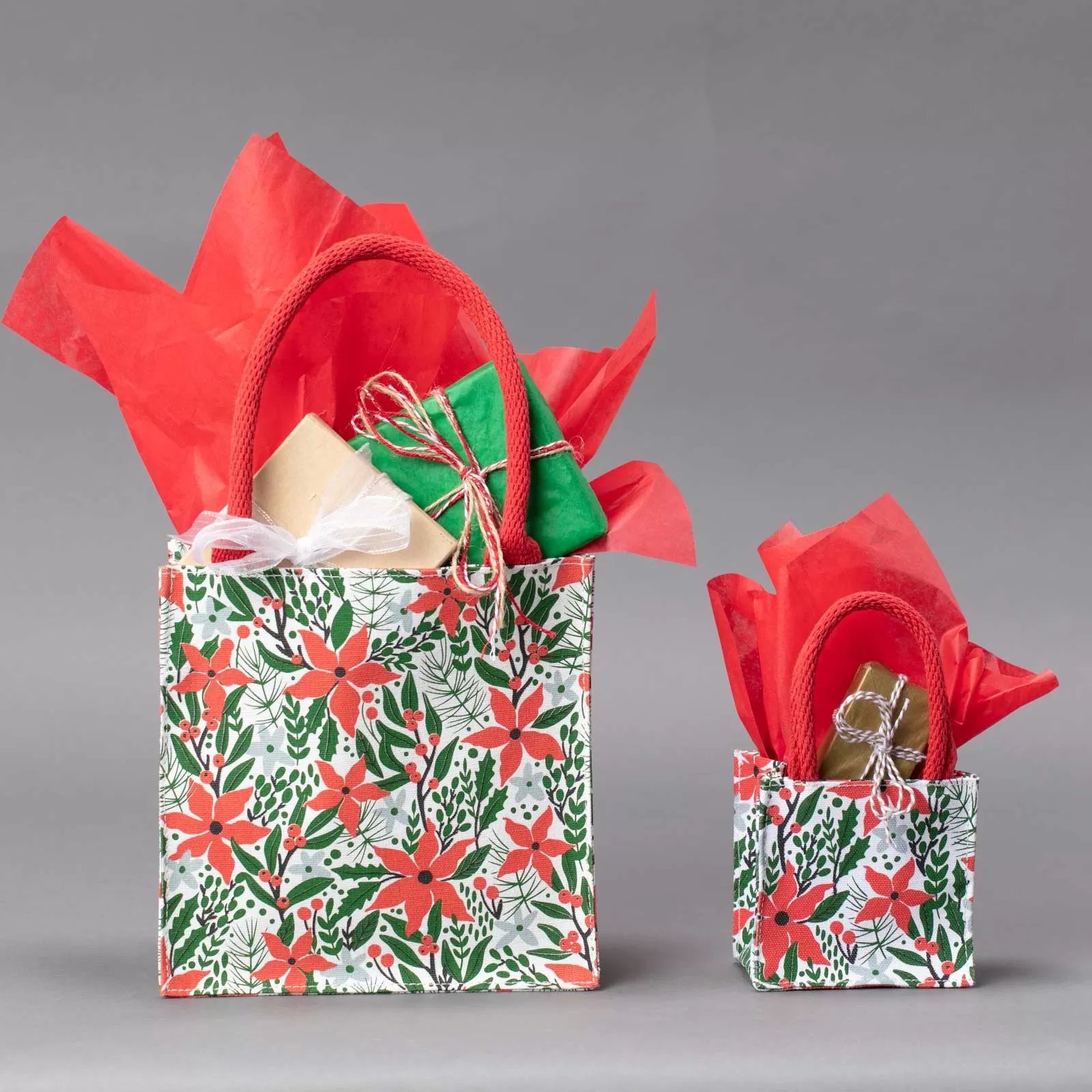 Holiday Poinsettia Small Reusable Itsy Bitsy Gift Bag