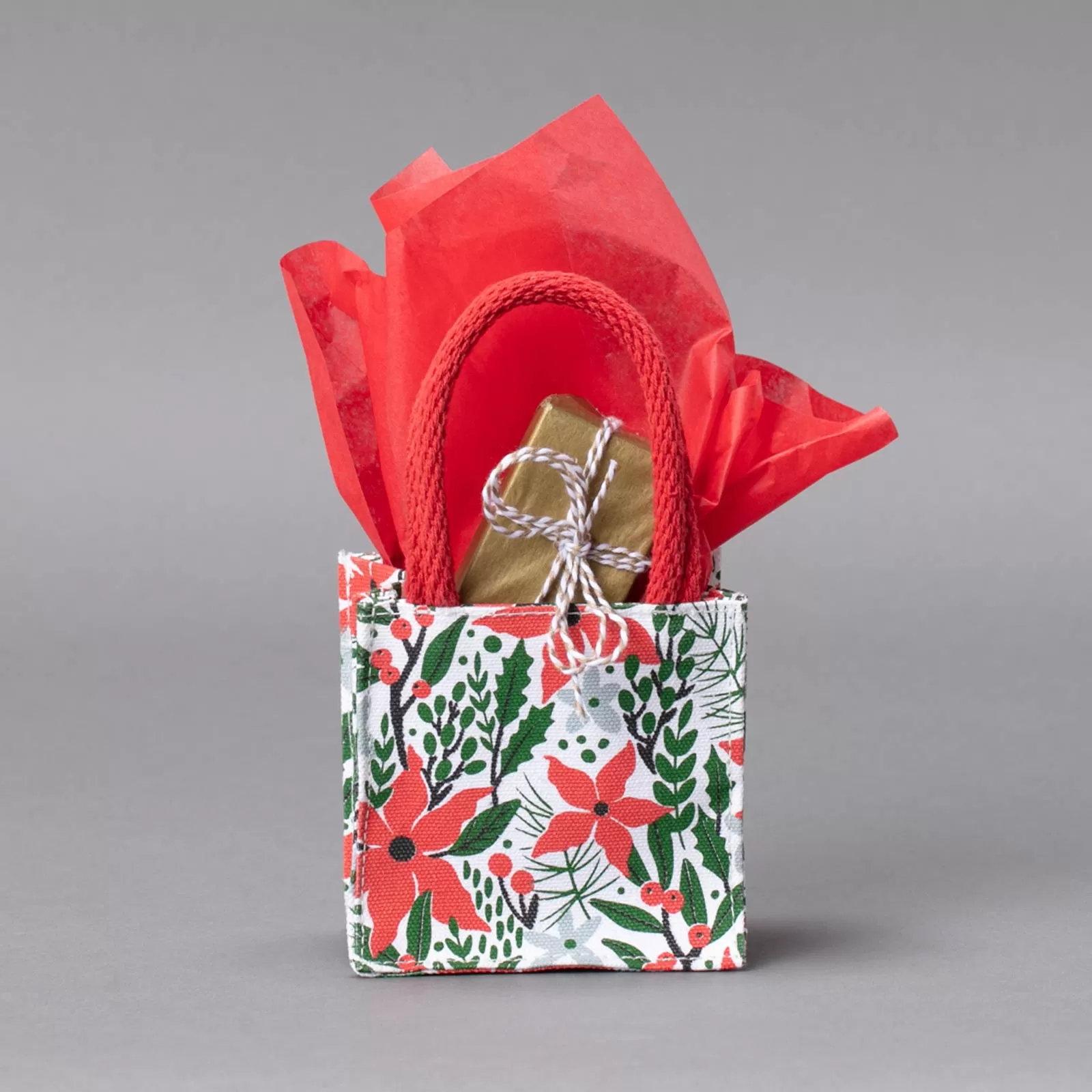 Holiday Poinsettia Small Reusable Itsy Bitsy Gift Bag