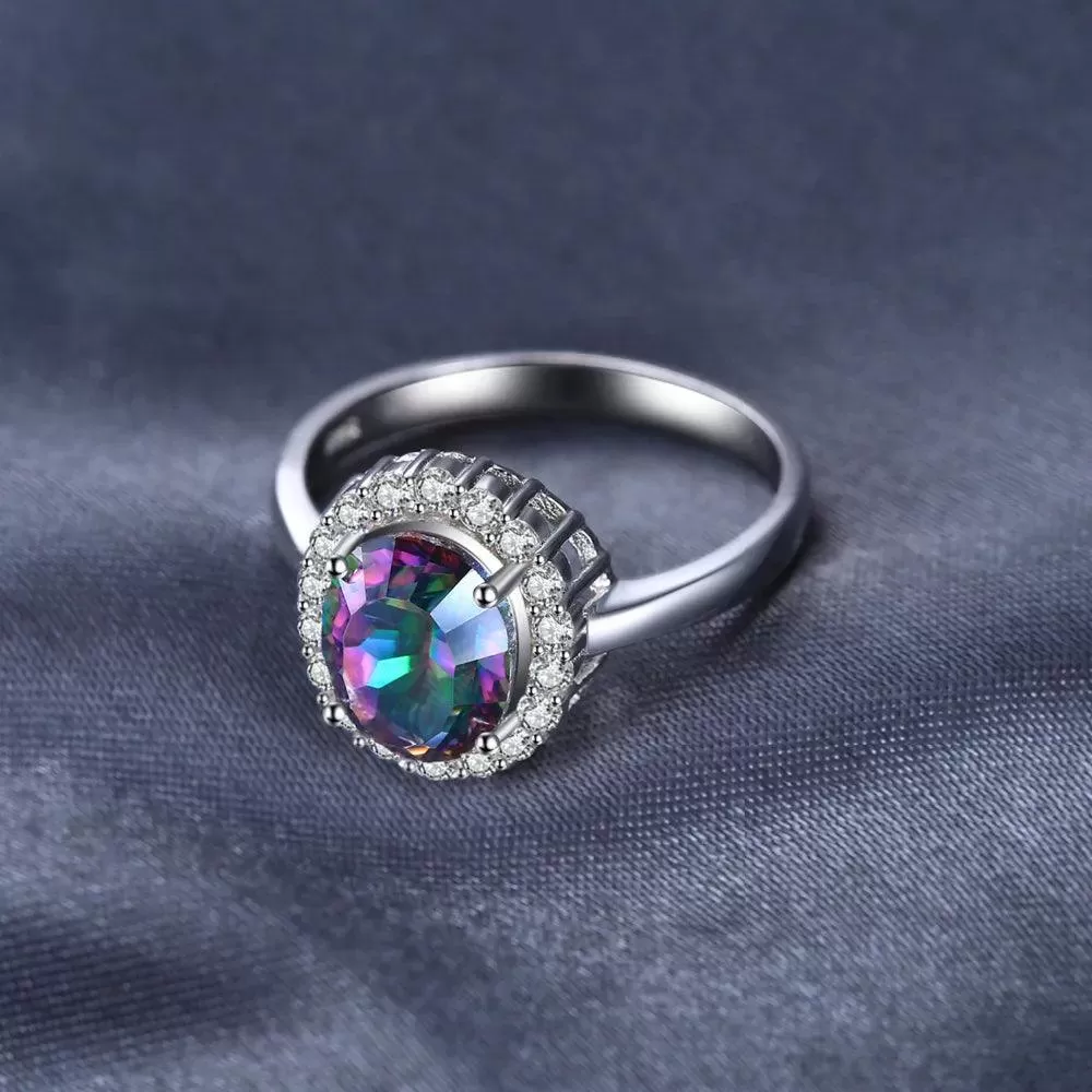 JPARCJ531 Finger Ring Charm Jewelry -  Mystic Rainbow Quartz 925 Sterling Silver