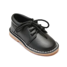 L'Amour Boys Black Leather Lace Up Shoes