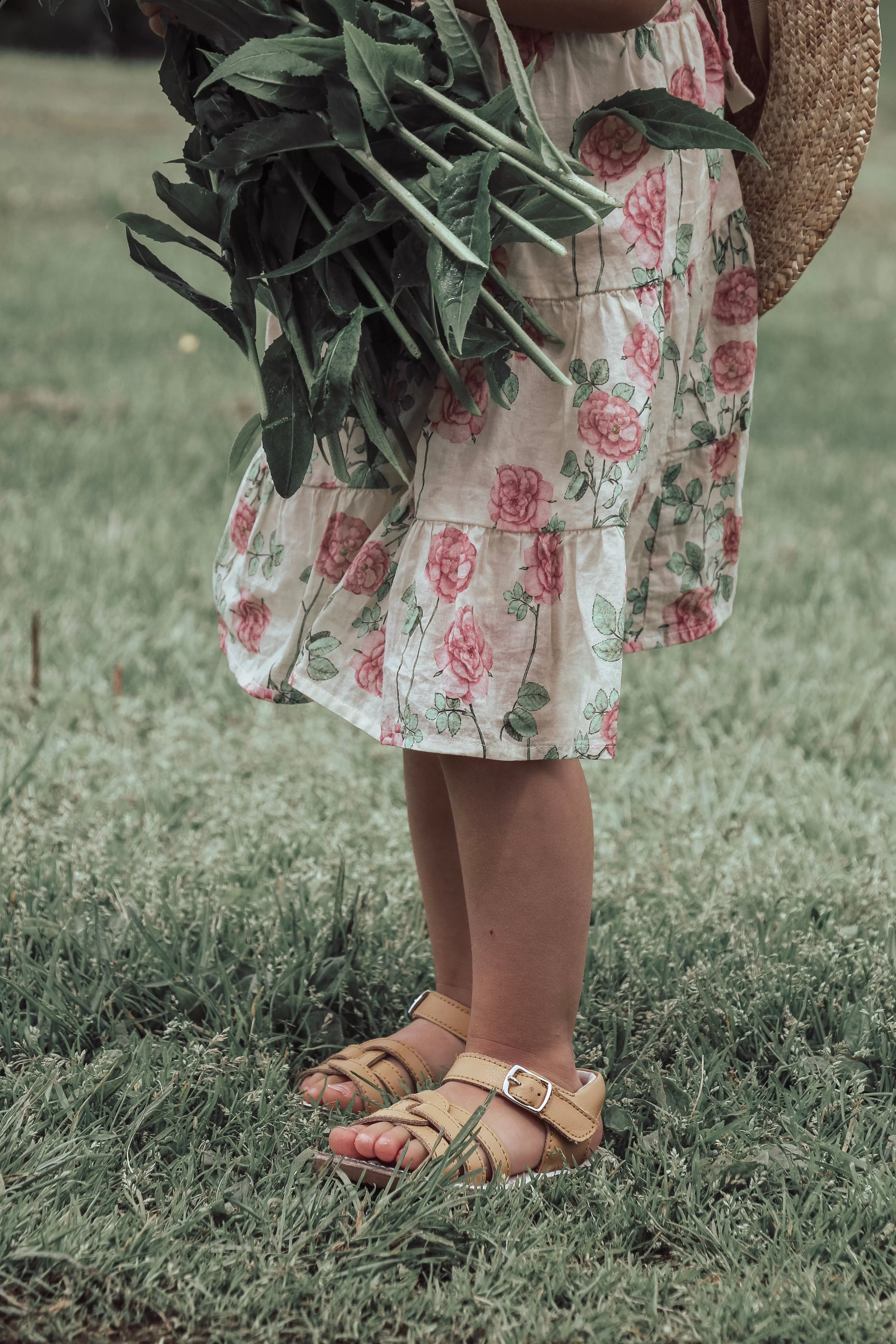 L'Amour Girls Peyton Braided Loop Leather Sandals