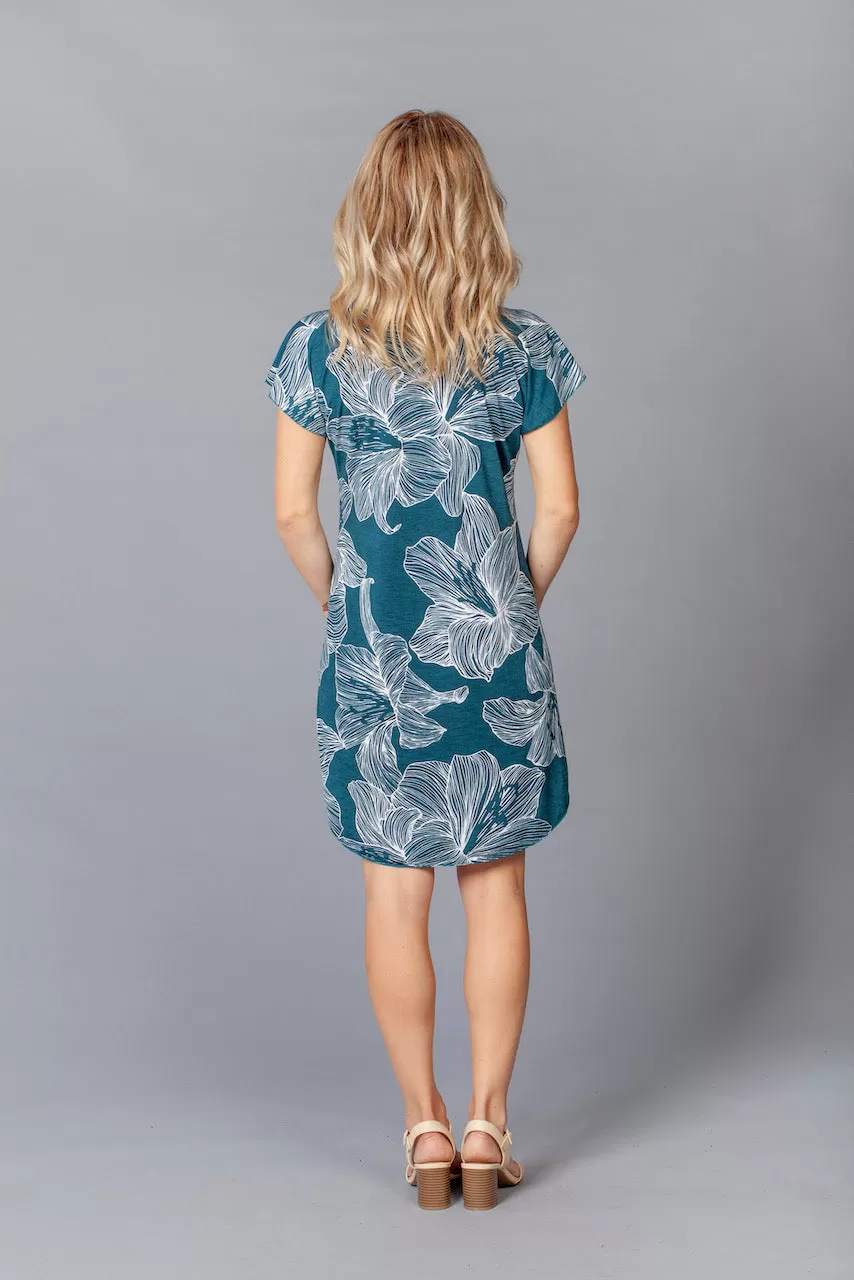 Lilly Print Short Sleeve Jersey Shift Dress