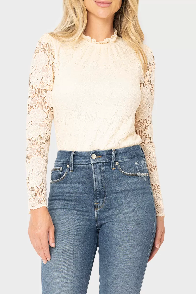 Long Sleeve High Neck Lace Bodysuit