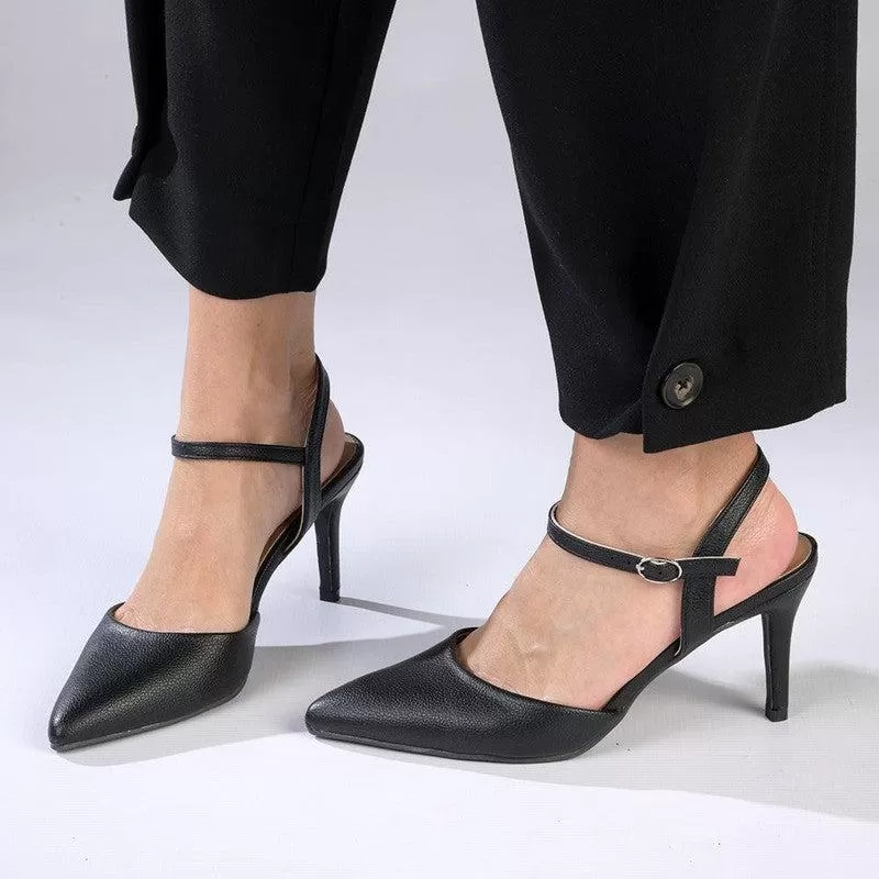 Madison Dina 2 Slingback With Ankle Tie - Black