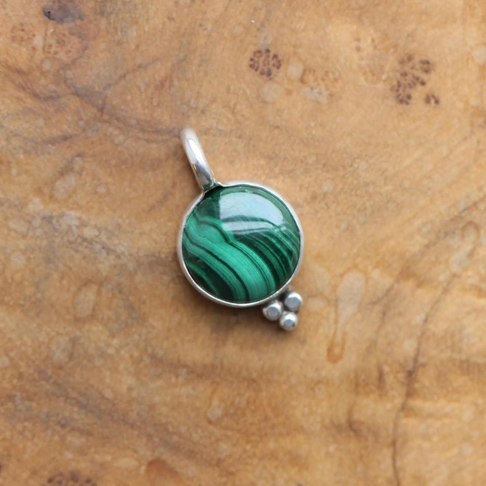 Malachite Sweetheart Necklace - Green Malachite Pendant - .925 Sterling Silver - Malachite Charm