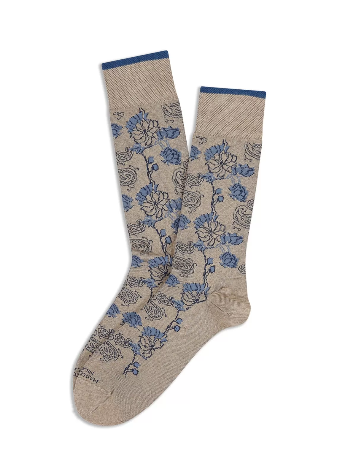 Marcoliani Mousse of Modal Beige & Blue Dharam Flower Socks