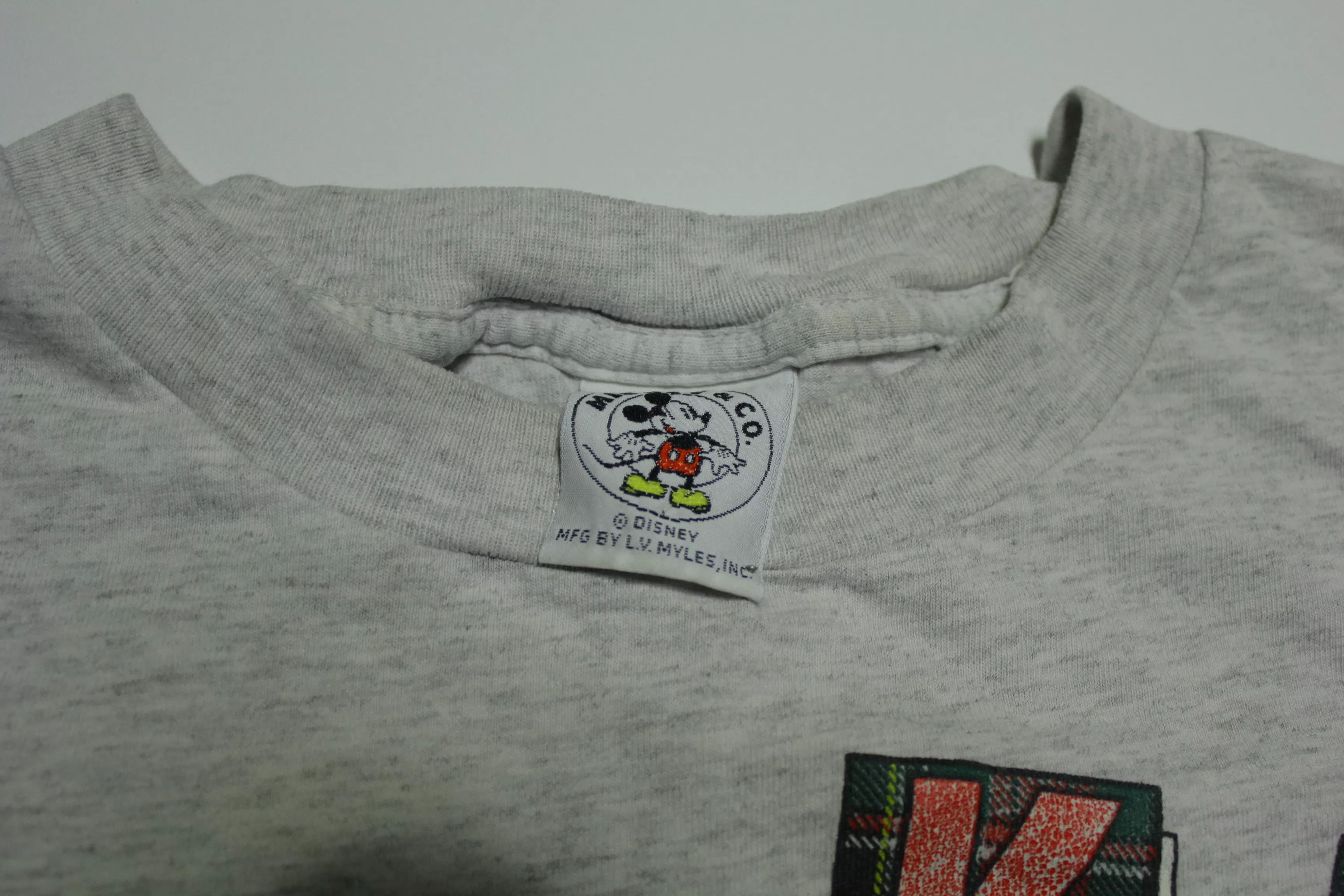 Mickey Mouse & Co Plaid Sleeve Vintage 90's Single Stitch Crop T-Shirt