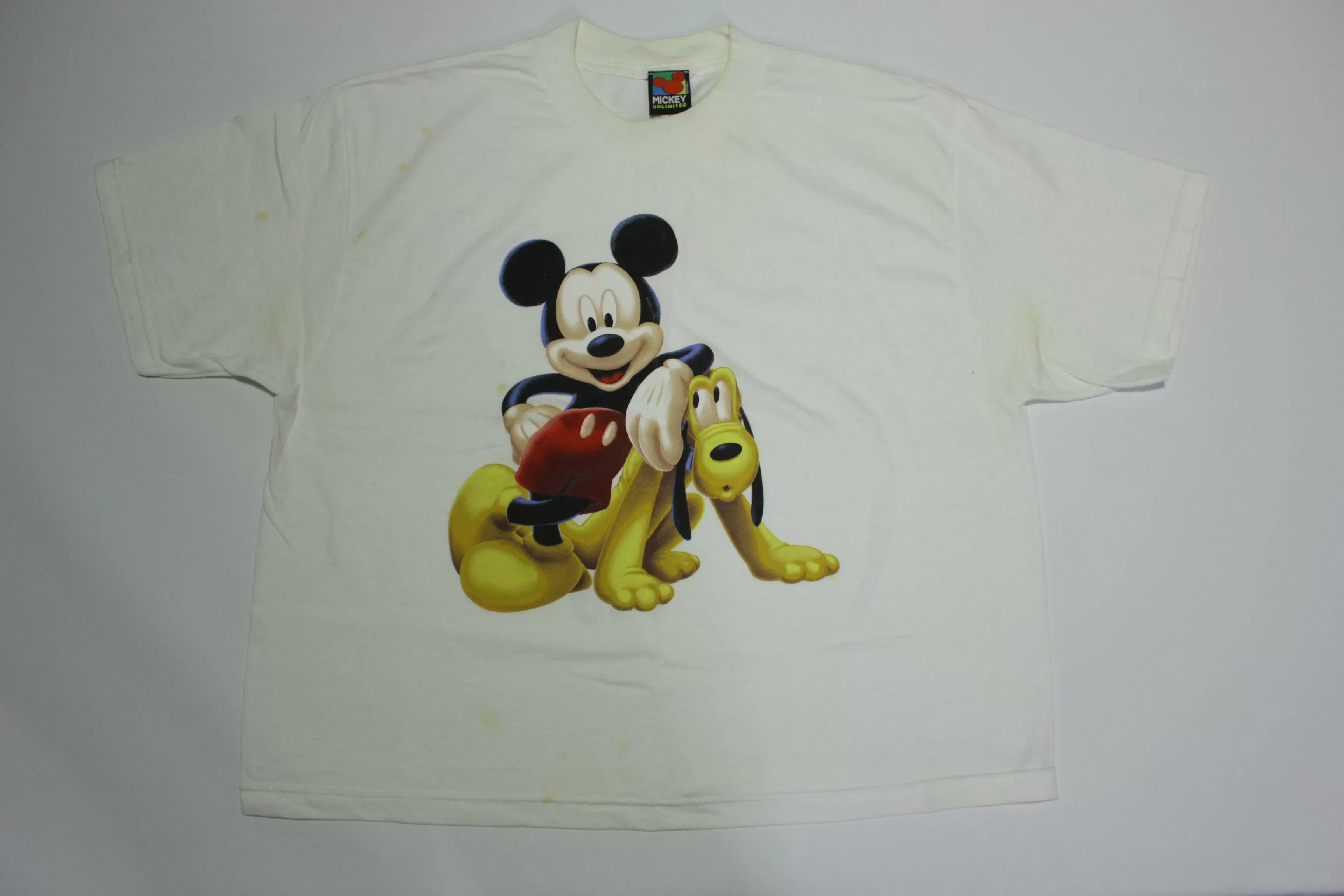 Mickey Mouse Unlimited and Pluto Vintage 90's Jerry Leigh Disney Crop T-Shirt