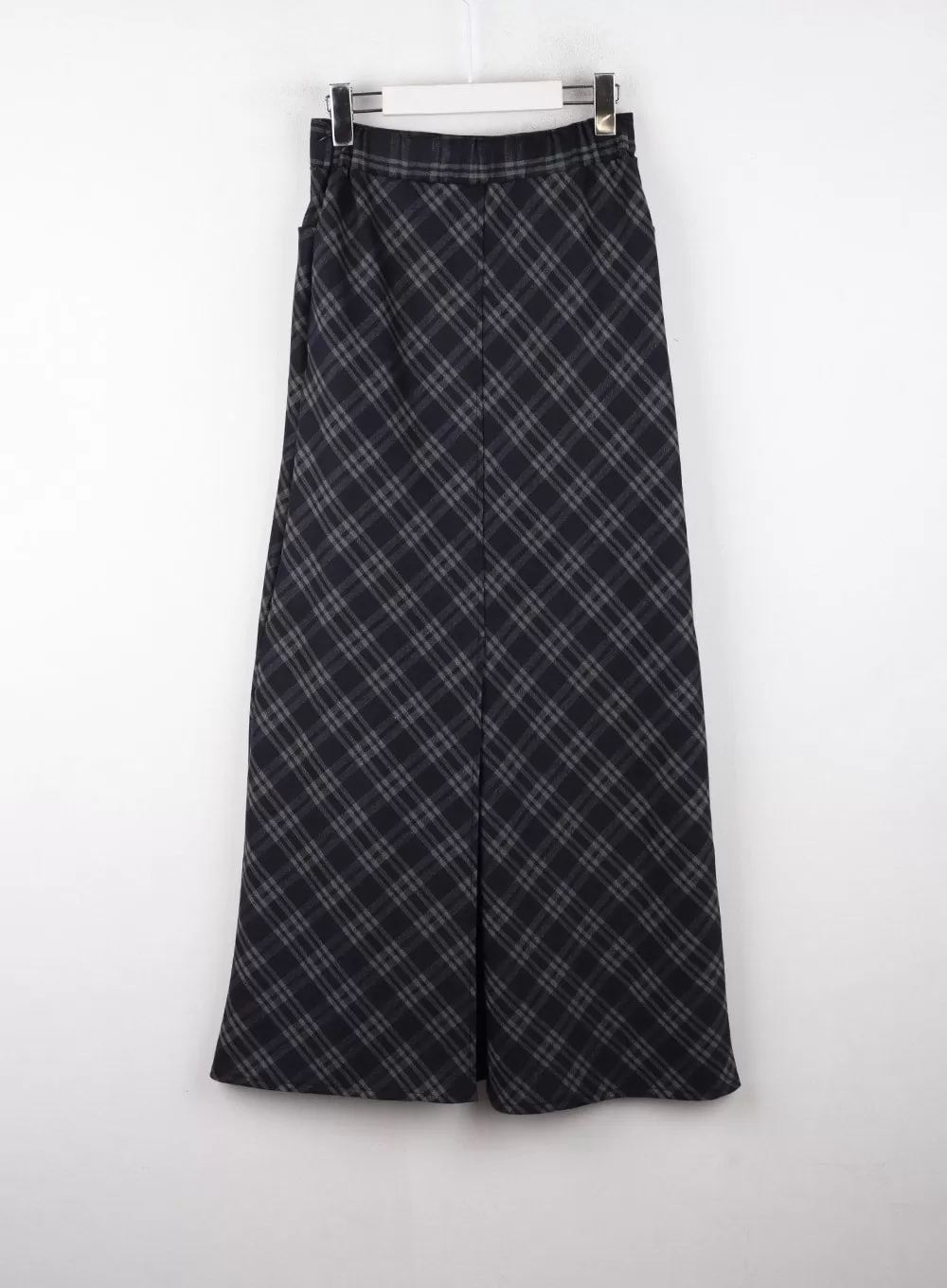 Mid Waist Check Pocket Zip Maxi Skirt CD328