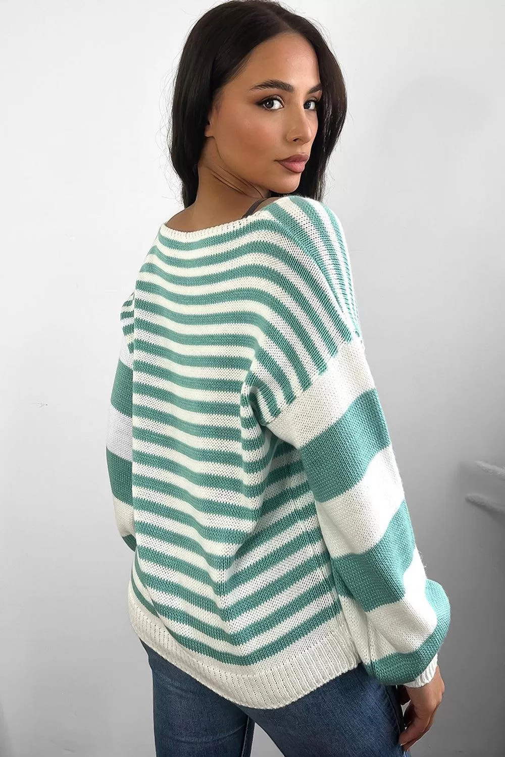 Mixed Stripes V-Neck Pullover