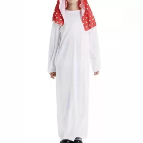 MKB009 Kids Round Neck Simple White Thobe