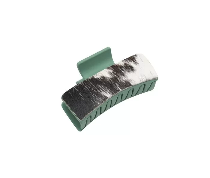 Myra Bags Leather Hair Comb Clips: Secure, Stylish, and Comfortable - Sage Brush Green and Cow