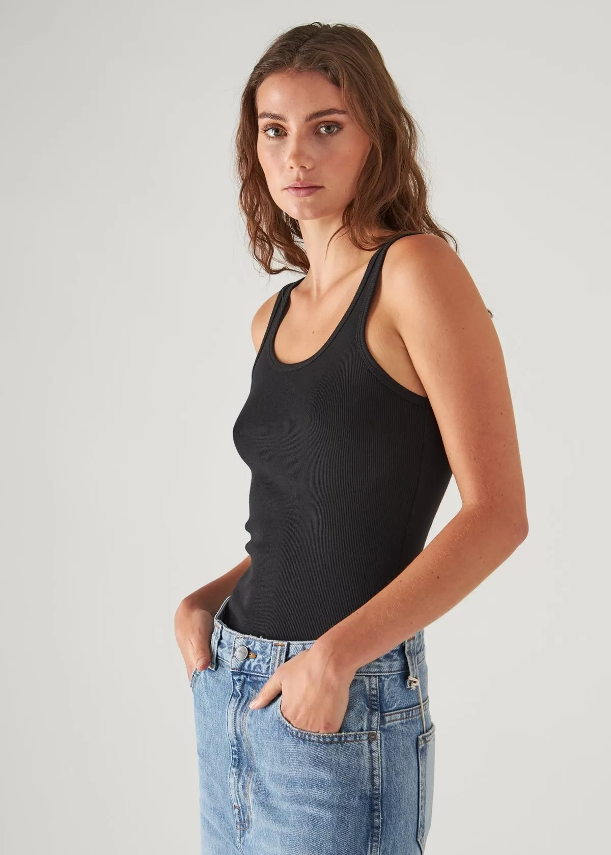 Patrick Assaraf Scoop Neck Rib Tank