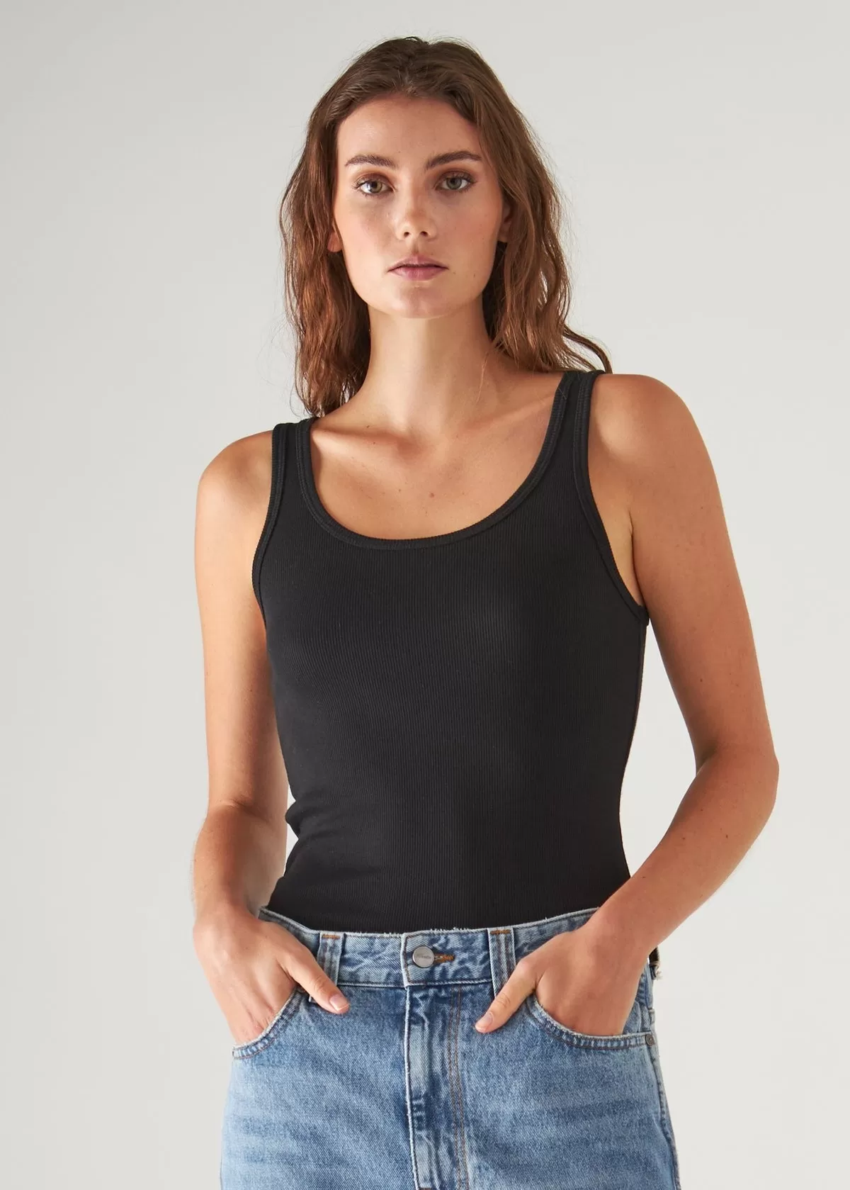 Patrick Assaraf Scoop Neck Rib Tank