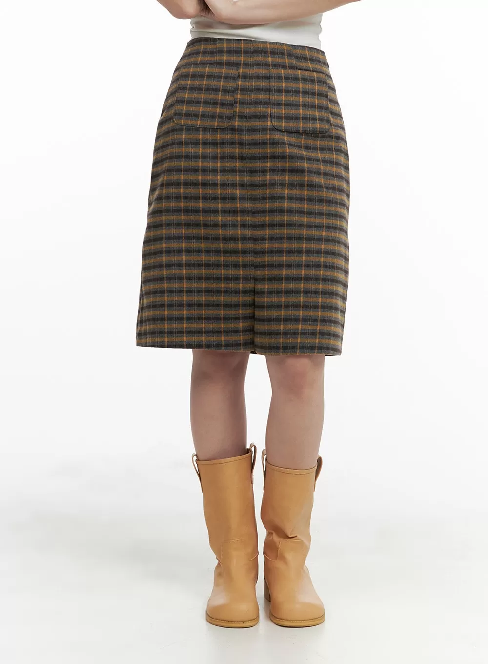 Plaid Midi Skirt OM422