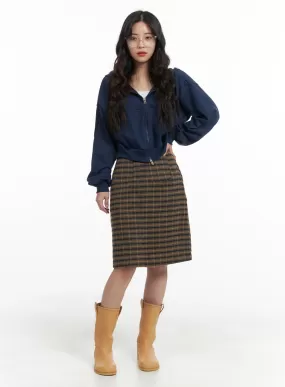 Plaid Midi Skirt OM422