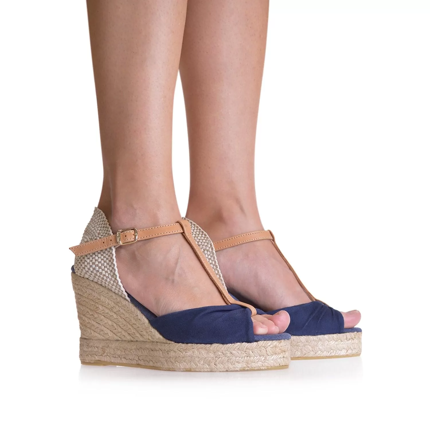 Plain Suede Leather Wedge Espadrille for Women - Cala-A