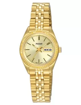 Pulsar Womens Basic Dress Watch - Gold-Tone Case & Bracelet - Champagne - Date