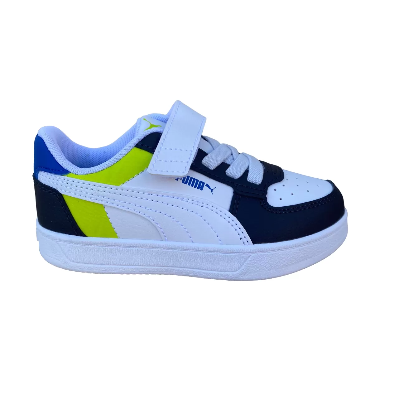 Puma Caren 2.0 Block children's sneakers shoe 394462-03 white-charcoal-lime