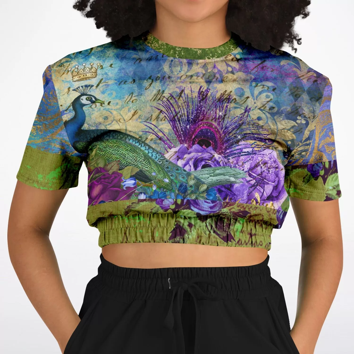 Purple Fusion Short Sleeve Cropped Eco-Poly Sweater